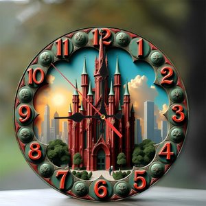 Round Wooden Wall <b>Clock</b> 25x25Cm Thick Frame Quiet Non Ticking Home Living Room Decor - Product Image 2