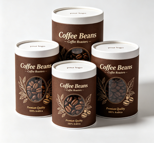 Custom Kraft Paper Tube With Clear Lid For <b>Coffee</b> Beans Recyclable Packaging Gold Foil <b>Printing</b> - Product Image 4