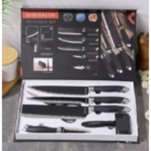Set di coltelli damasco da 7 pezzi per uso da cucina coltelli affilati da macellaio con manici in resina all'ingrosso fornitore di rinfuse opzioni disponibili - Product Image 1