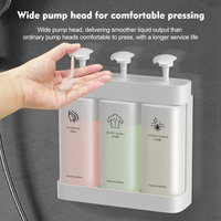 Distributeur de savon mural triple 500ML*3, verrouillable, manuel, pour shampoing et gel douche, idéal pour hôtel