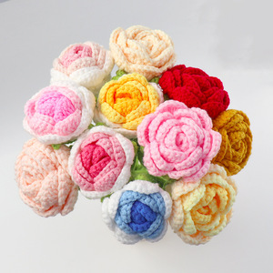 Bouquet <span class=keywords><strong>di</strong></span> <span class=keywords><strong>Fiori</strong></span> Artificiali Fatti a Mano all'Uncinetto, Regalo per San Valentino, Souvenir <span class=keywords><strong>di</strong></span> Nozze, Decorazione per la Casa - Product Image 1