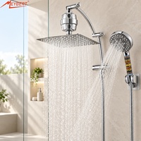 Système de douche pluie moderne de 10 pouces avec filtre, douchette à main haute pression, ensemble de douche mural pour les États-Unis