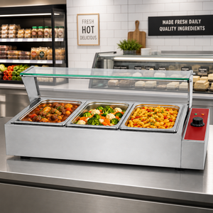 Professional Electric Soup Warmer Bain Marie 3 Pan Hot Sauce Display Machine Stainless Steel Steam Table for Canteen <b>Snack</b> <b>Bar</b> - Product Image 1