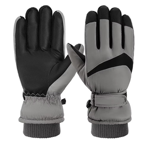 Gants de ski en cuir imperméables et isolés, design à doigts complets, protection UV, fermeture réglable à boucle auto-agrippante pour sports d'hiver et neige - Product Image 2