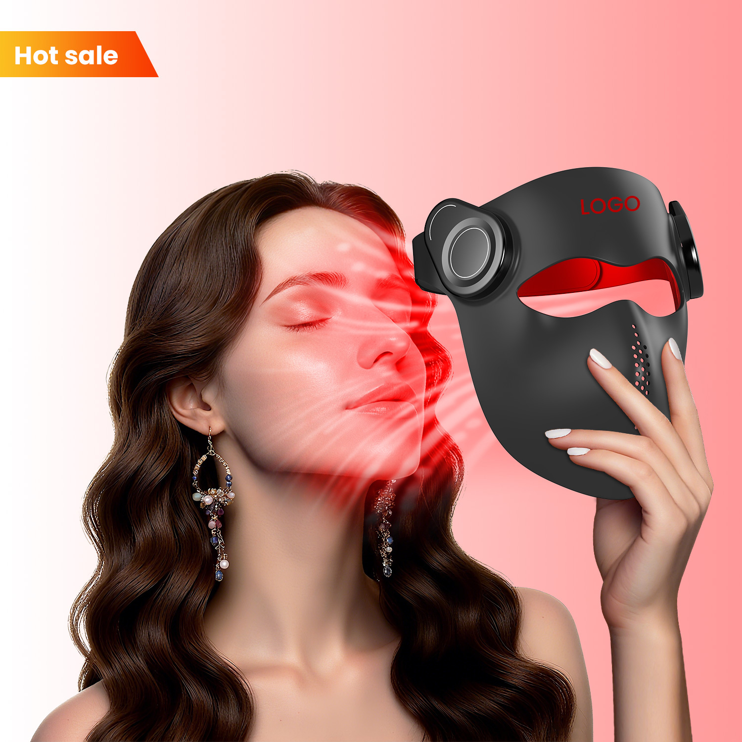 IDEATHERAPY Hand Held 3D LCD Remote NIR Laser 1064nm Acne Treatment Silicone Face Mask With Voice Control Red Light Therapy Mask