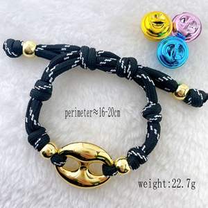 Nouveau <span class=keywords><strong>bracelet</strong></span> en corde tressée plaqué cuivre 18 carats avec perles lisses et finition goutte d'huile, réglable - Product Image 5