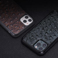 Coutume de Choc Preuve Heavy Duty Antichoc Marque Autruche Motif En Cuir Téléphone Housse De Protection Pour Iphone11 Pro Max Cas