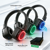 Système de casques pour discothèque silencieuse, casques avec 3 canaux, lumières LED, qualité sonore Hi-Fi, installation facile pour les fêtes, les clubs, les bars et les DJ