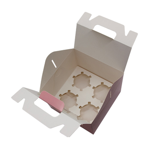 Caja de regalo de papel de tarjeta de diseño de impresión de tamaño personalizado caja de regalo de paquete de pastel de postre de estilo delicado Simple plegable con asa - Product Image 2