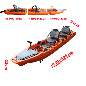 Kayak modulaire à pédales en HDPE pour <span class=keywords><strong>2</strong></span> personnes, plus de 4 m de long, avec hélice à ailerons et moteur de pêche, écologique - Product Image 5