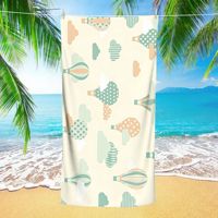 Handuk Pantai Poliester Motif Balon Udara & Awan - Dapat Disesuaikan, Cepat Kering, Daya Serap Tinggi, Warna Pastel, Ukuran Besar, Handuk Liburan Tepi Laut