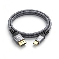 Câble vidéo Mini DP vers DP 8K UHD en nylon avec coque en alliage d'aluminium plaqué or pour PC, ordinateur portable, moniteur de jeu
