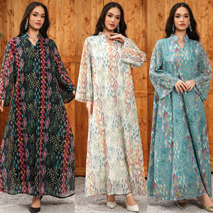 Abayas de luxe à broderies florales de Dubaï, robes amples décorées de strass, vêtements pour femmes marocaines - Product Image 1