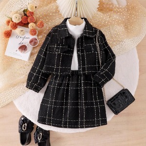 เสื้อผ้าเด็กผู้หญิงสุดหรู เสื้อคาร์ดิแกนถักลายสก็อต คอปก คอกลม กระโปรงสั้นหรูหรา 3 ชิ้น ชุดเด็กผู้หญิง 3-7 ปี - Product Image 4