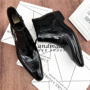 Botas de cuero formales de negocios para hombre, botines Chelsea de estilo británico con punta en pico, mocasines de cuero vacuno. - Product Image 5