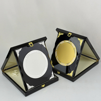 Boîte en bois noire pliable avec plaque de certificat en or et argent MH-FJ0189