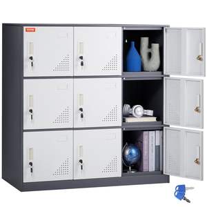 Vevor Armario de Almacenamiento de Acero de 9 Puertas, Cuerpo Gris, Puertas Blancas, Capacidad de 66 Libras, Organizador de Oficina, Diseño Minimalista - Product Image 1