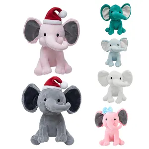 Elefante de pelúcia para presente de natal, elefante de pelúcia com orelhas grandes pp, brinquedo de pelúcia de natal