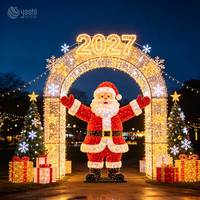 2027 Weihnachtsmann-Lichtskulptur, Große Outdoor-LED-Zahlen-Festivallaterne, Feiertagsdekoration für Platzgestaltung