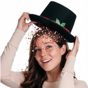 Sombrero de Copa Festivo Estilo Muñeco de Nieve con Ribete a Cuadros para Fiestas, Navidad, Cabina de Fotos y Celebraciones Invernales - Product Image 5