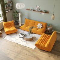 ATUNUS Drop Shipping Canapé de salon nordique jaune 1 2 3 poufs sièges Canapé sectionnel au sol Chaise paresseuse simple Ensembles de canapés