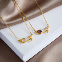Collier à breloques géométriques en forme de tulipe pour femmes, en acier inoxydable, accessoires avec pierre en zircon, style classique, cadeau