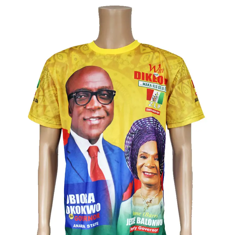 大統領選挙キャンペーン用OEMブランク経済ポリエステルTシャツ格安選挙キャンペーンTシャツプロモーションカスタムロゴ