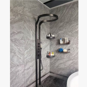 ชุดฝักบัวอัจฉริยะติดผนังแบบกันน้ำ รุ่น Water Droplet Sanitary Ware สีเทาเมทัลลิก หัวฝักบัวขนาดใหญ่ พร้อมหัวฉีดด้านบน สำหรับโรงแรมและห้องน้ำในบ้าน - Product Image 2