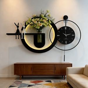 Décoration murale 3D de luxe pour salon moderne, sculpture murale, peinture en relief, peinture en grès LED faite à la main - Product Image 5