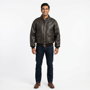 Best Stylish Vintage Style Genuine <b>Leather</b> Hooded Varsity <b>Jacket</b> for Men Stand Front Breathable Anti-Shrink Comfortable Cotton - Product Image 1