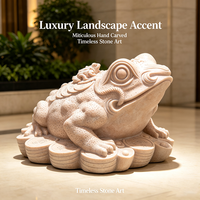Sculpture de crapaud porte-bonheur en marbre rouge coucher de soleil vintage, statue de crapaud en pierre sculptée à la main pour club privé, jardin, aménagement aquatique