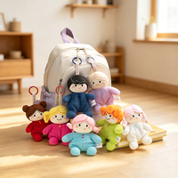 Mini porte-clés en peluche en forme de personnage humain, pendentif mignon format poche, jouet en peluche doux en polaire Teddy, compagnon pour enfants, cadeau
