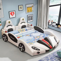 Lits Enfants Populaires, Lit Voiture Moderne pour Enfants, Cadre de Lit de Luxe Dessin Animé, Ensemble de Meubles de Chambre Double pour Garçon et Fille