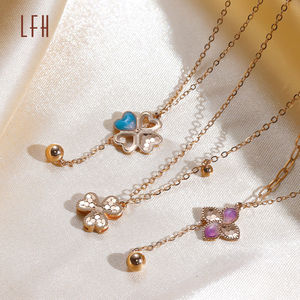 Collar de Trébol de Cuatro Hojas al por Mayor, Collar con Colgante de Trébol de Cuatro Hojas, Oro Au750, Joyería de Oro Real de 18k - Product Image 4