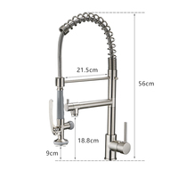 Robinet de cuisine thermostatique monocommande en acier inoxydable SUS304, finition brossée moderne, avec douchette extractible pour évier, à poser sur comptoir