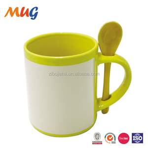 <span class=keywords><strong>Taza</strong></span> de promoción de <span class=keywords><strong>taza</strong></span> de sublimación de cerámica colorida de 11oz <span class=keywords><strong>con</strong></span> parche blanco y cuchara - Product Image 4