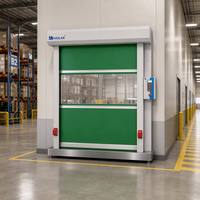 Porte rapide à brosse isolante robuste pour entrepôt, porte automatique électrique en PVC à enroulement rapide pour passage logistique industriel
