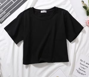 Soild couleur coton T-shirt Vintage décontracté haut court femmes été O cou à manches courtes Slim Fit basique t-shirts chemise - Product Image 5