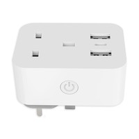 Prise intelligente avec télécommande Wi-Fi, 2 ports USB-A et 1 port USB-C, 13A, IP20, prise britannique avec mesure de consommation