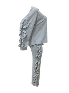 Ensemble 2 pièces pour femmes, haut à manches longues à volants confortable et décontracté et pantalon ample, tendance - Product Image 5