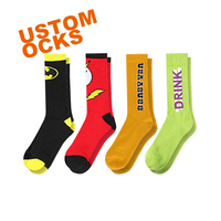 Vente directe usine : Chaussettes graphiques jaunes vifs pour skateurs, faible MOQ pour votre logo, chaussettes audacieuses aux couleurs vives pour baskets