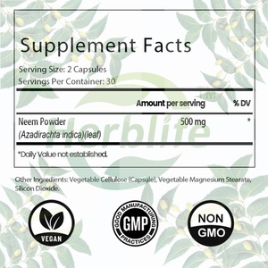Cápsulas de Hoja de Neem de Marca Privada OEM ODM 500 mg - Suplemento Herbal - Apoya la Salud de la Piel, el Sistema Inmunitario y el Hígado, Vegano - 60 Porciones - Product Image 2
