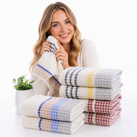 Serviette de bain 100 % coton gaufré, motif nid d'abeille, couleur unie, serviette de toilette, séchage rapide, écologique, classe A, douce et absorbante