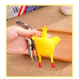 Porte-clés Poules Pondeuses Amusantes à Presser, Jouet Anti-Stress en Mousse Souple à Remontée Lente - Product Image 2