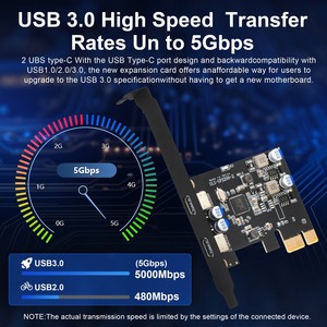 Carte d'extension PCIe vers USB-C avec <span class=keywords><strong>2</strong></span> ports USB 3.1 Gen 1 Type C pour <span class=keywords><strong>PC</strong></span> de bureau - Product Image 4