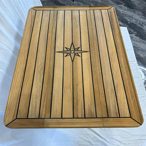 Plateau de table coulissant et pliable en teck avec motif étoile 340/580x1000mm pour yachts, camping-cars et bateaux - Product Image 3