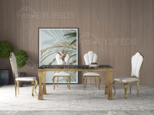 Sang Trọng Bằng Đá Cẩm Thạch Hàng Đầu Hiện Đại Đơn Giản Thép Không Gỉ Titan Vàng Cao cấp Ý Loại Căn Hộ Đồ Nội Thất Bàn Ăn Đặt - Product Image 2