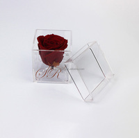 Mini carré rond un niveau boîte-cadeau Roses pour amoureux amis parents maman papa mignon belle acrylique plexiglas fleurs boîte 2022