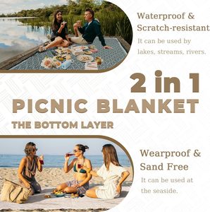 Manta de Picnic Impermeable Extra Grande 2 en 1, Tapete Tejido Estilo Boho, Toalla de <span class=keywords><strong>Playa</strong></span> Gigante, Esencial para Viajes, Campamentos, Jardín y Exteriores - Product Image 3