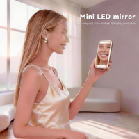 Miroir de maquillage tactile POWERME, miroir cosmétique pliable rechargeable pour table, miroir de maquillage portable avec éclairage LED